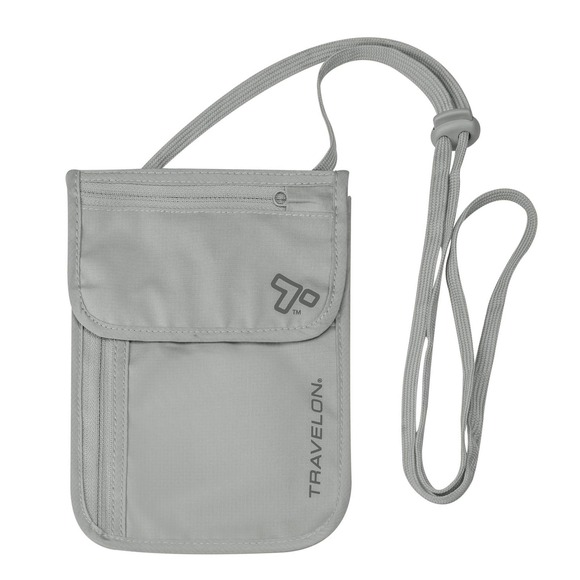 Travelon Other - Travelon RFID Blocking Neck Wallet Grey Nylon Anti-Theft Travel Pouch Passport